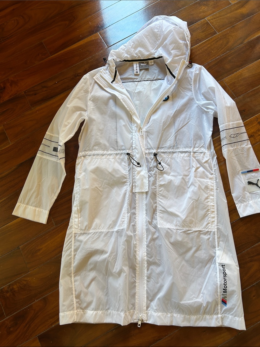 Puma White Hooded Trench Coat - Motorsport Details